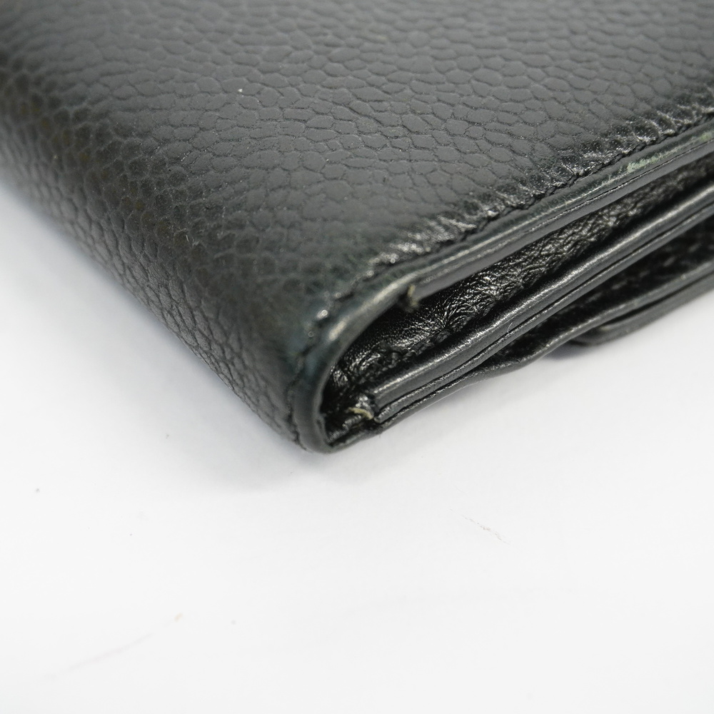 Auth Chanel Bi-fold Wallet Gold Metal Women's Caviar Leather Black - Picture 7 of 15
